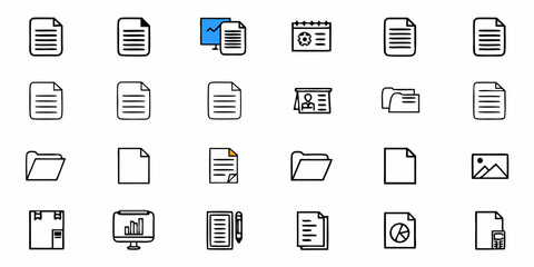 Document Icon Set, File Types and Management Symbols, Office and Organization Graphics