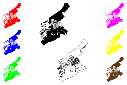 Dagupan city (Ilocos Region, Republic of the Philippines, ROP) map vector illustration, scribble sketch Dagupan map