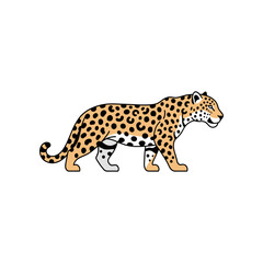 Illustration of a Jaguar Walking with Black Spots.
