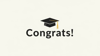 Celebratory graduation announcement with scholarly cap and congratulatory