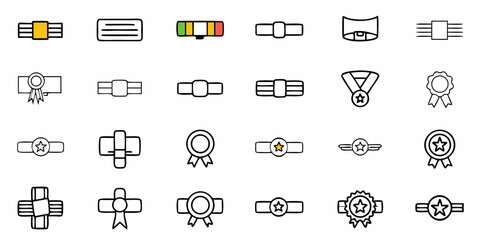 Award Badges and Ribbons Icon Set for Recognition and Achievement Symbols