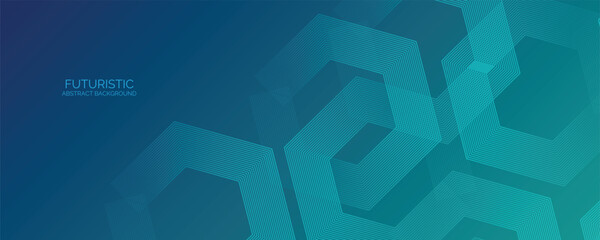 Abstract bule background with hexagons. Modern medical or health care scientific. Geometric stripe line art design for poster, brochure, cover, banner, header, website, presentation