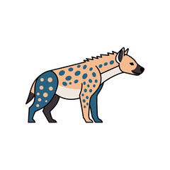 Fototapeta premium Illustration of a spotted hyena standing profile view.