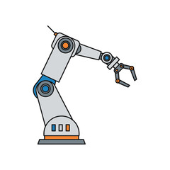 Industrial Robotic Arm with Gripper for Automation and Manufacturing.