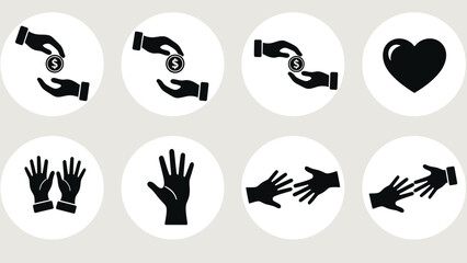 Set of black human footprint silhouettes and bear animal track icons in a clean vector illustration design for nature signs or art symbols