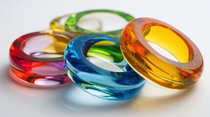 Vibrant colored translucent bangles stacked together