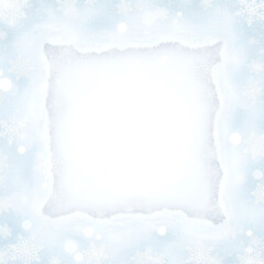 Frozen snowflakes frame with winter snow border