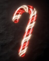 Glowing red and white candy cane graphic for digital holiday designs