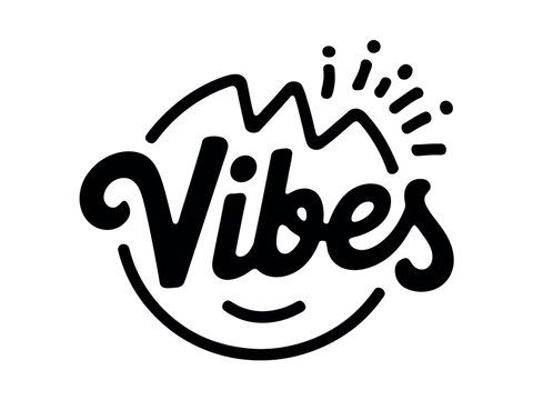 Good Vibes Smiley Face Logo with Black Lines on White Background Illustration Design