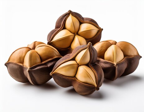 sacha inchi seeds plukenetia volubilis nuts isolated white background