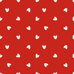 Seamless pattern with white hearts on red background. Holiday design for Valentine’s Day print, wrapping paper, fabric, wallpaper, textile