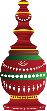 Gach Kouto Sindoor Box, Red Kumkum Pot for Bengali Wedding Rituals element design