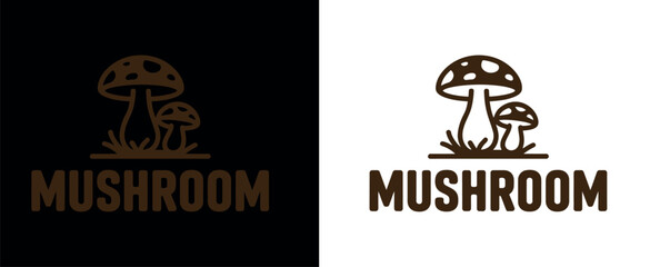 Mushroom Logo Design with Brown Color