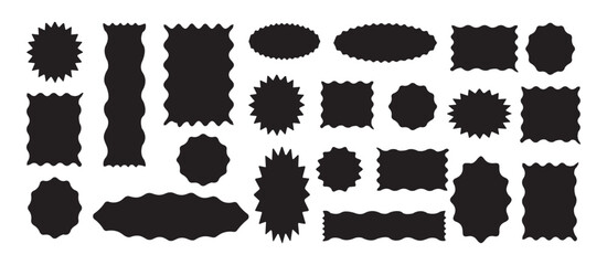 Obraz premium Wavy circular, oval and rectangular shape elements set. Abstract elements for template, stickers, promo design, web design and social media.