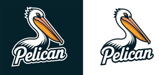 Pelican Logo Design Variations Dark White Backgrounds Bird Icon Graphic