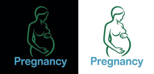 Pregnancy Concept with Green Illustrations