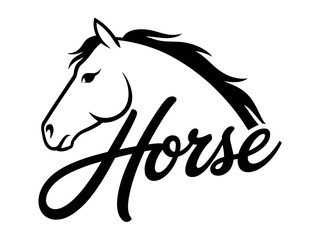 Black Horse Head Logo Design