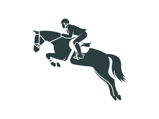 Equestrian Silhouette Horse Riding Jumping Illustration