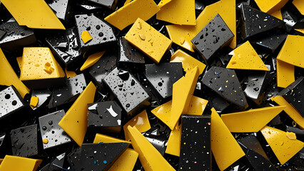 Yellow colored recycled plastic with colorful fragments