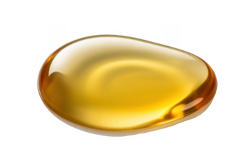 Golden gel or honey blob liquid isolated on a transparent background