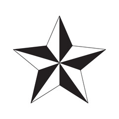 Flat Vector Geometric Star Design with Black and White Segments