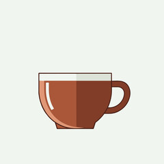 Flat Vector Coffee Cup Illustration with Minimalist Brown Tones
