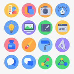 Creative Technology And Communication Flat Icon Set Illustration