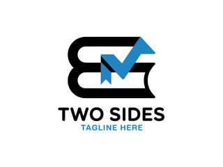 Modern Business Logo Design Concept with Two Sides and Blue Arrow