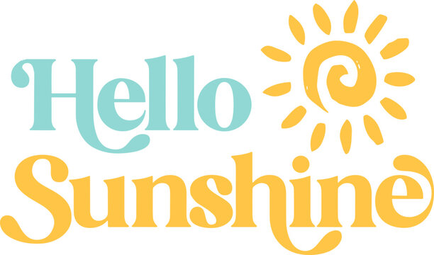 Hello Sunshine PNG SVG, Summer svg, Smiley Sun Summer svg png, Retro Summer svg