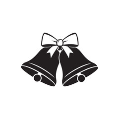 Elegant Black Silhouette Bells with White Bow Flat Vector Illustration