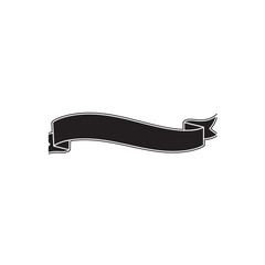 Classic Flat Black Ribbon Banner with White Stroke