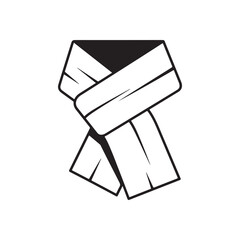 Flat Vector Illustration of a Simple Tied Scarf in Black and White
