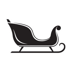 Classic Sleigh Flat Vector Silhouette Illustration on Clean White Background