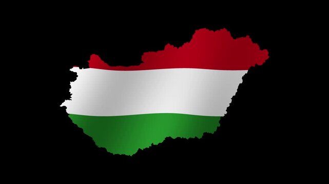 Looping animation of the Hungarian flag as a map with a transparent background in 4K format