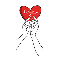 Valentines Day Heart Held by Hands in Minimalist Style