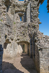 Inside of an arrowslit at the ruin of Carreg Cennen Castle sited on a high rocky outcrop in Carmarthenshire, Wales