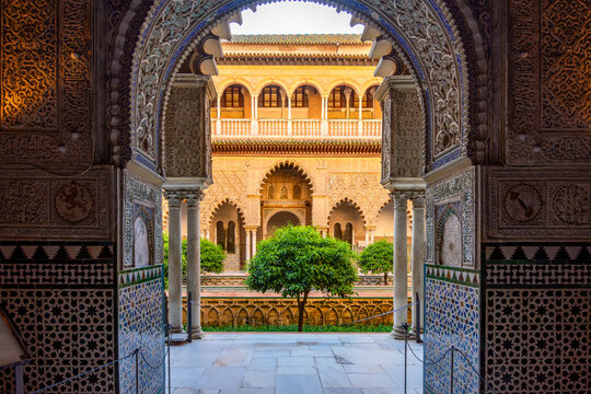 Courtyard of Maidens in Seville Alcazar, Spain