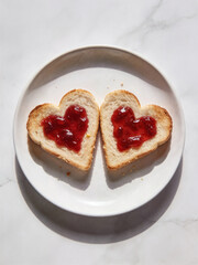 Heart Shaped Toast With Jam Valentine Breakfast