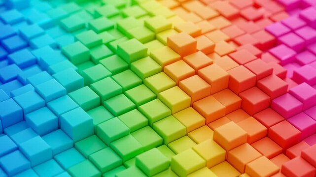 vibrant rainbow cubic wave motion background with subtle lighting effects and shallow depth of field