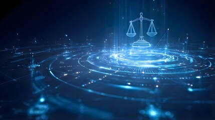 Futuristic digital law and justice concept