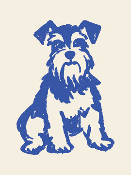 Schnauzer Dog Minimal Ink Sketch Vector Illustration