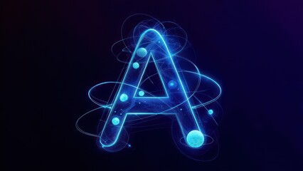 Glowing blue letter "A" with swirling particles