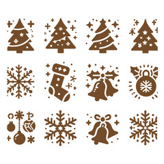 Christmas Symbol Set, Flat Minimal Style, Modern Christmas Vector Bundle, Festive Elements, Decorative Clipart Collection, Minimalist Vector Art, Silhouette Set, Holiday Icons for Cricut Sublimation,