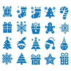 Christmas Symbol Set, Flat Minimal Style, Modern Christmas Vector Bundle, Festive Elements, Decorative Clipart Collection, Minimalist Vector Art, Silhouette Set, Holiday Icons for Cricut Sublimation,