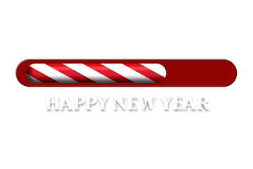 Fototapeta premium Transparent background Red candy cane loading bar on red background. 2026 Happy New Year text. 2026 Happy New Year text with candy cane loading bar on red background