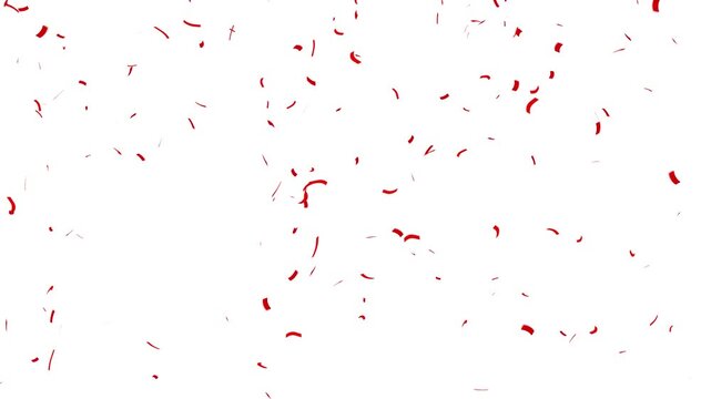 Red confetti falling celebration background seamless loop. romantic red confetti sparkle valentine background. red confetti explosion celebration animation.
