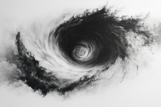Spiral design on black and white painting. - Powered by Adobe