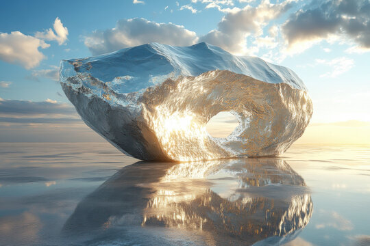 Several icebergs floating in the sea. - Powered by Adobe