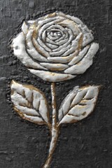 Textured 3D Rose Artwork with Golden Accents