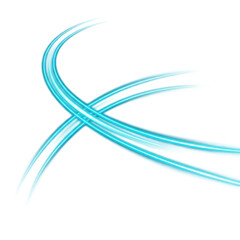 Glowing blue curved lines intersecting on black isolated on transparent background